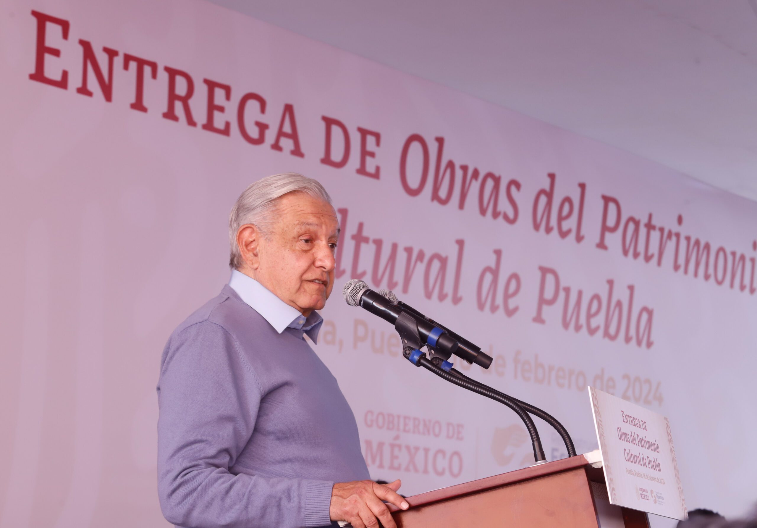  En Puebla, AMLO entrega obras del patrimonio Cultural