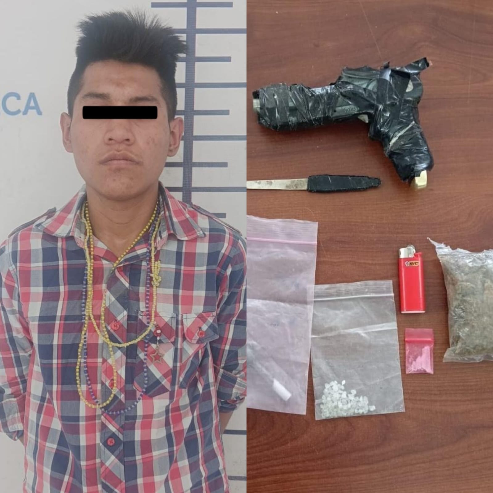  Detiene unidad canina de San Andrés Cholula a hombre por portación de instrumento prohibido y delitos contra la salud