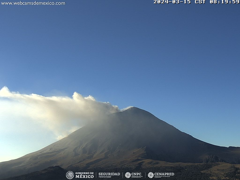  96 exhalaciones y 966 minutos de tremor del Popocatépetl el semáforo permanece en Amarillo Fase 2