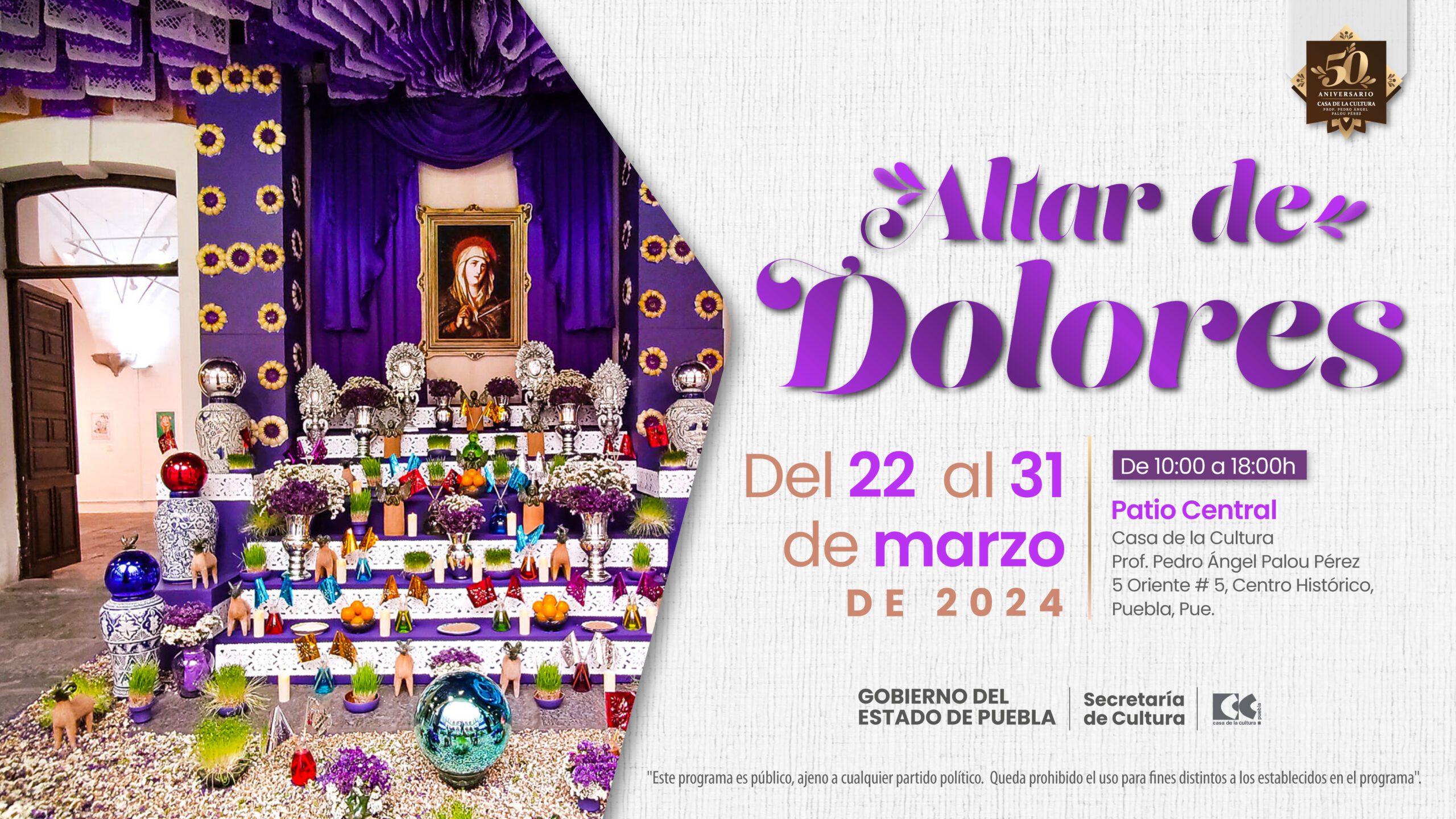  Abrirá “Altar de Dolores” en Casa de la Cultura