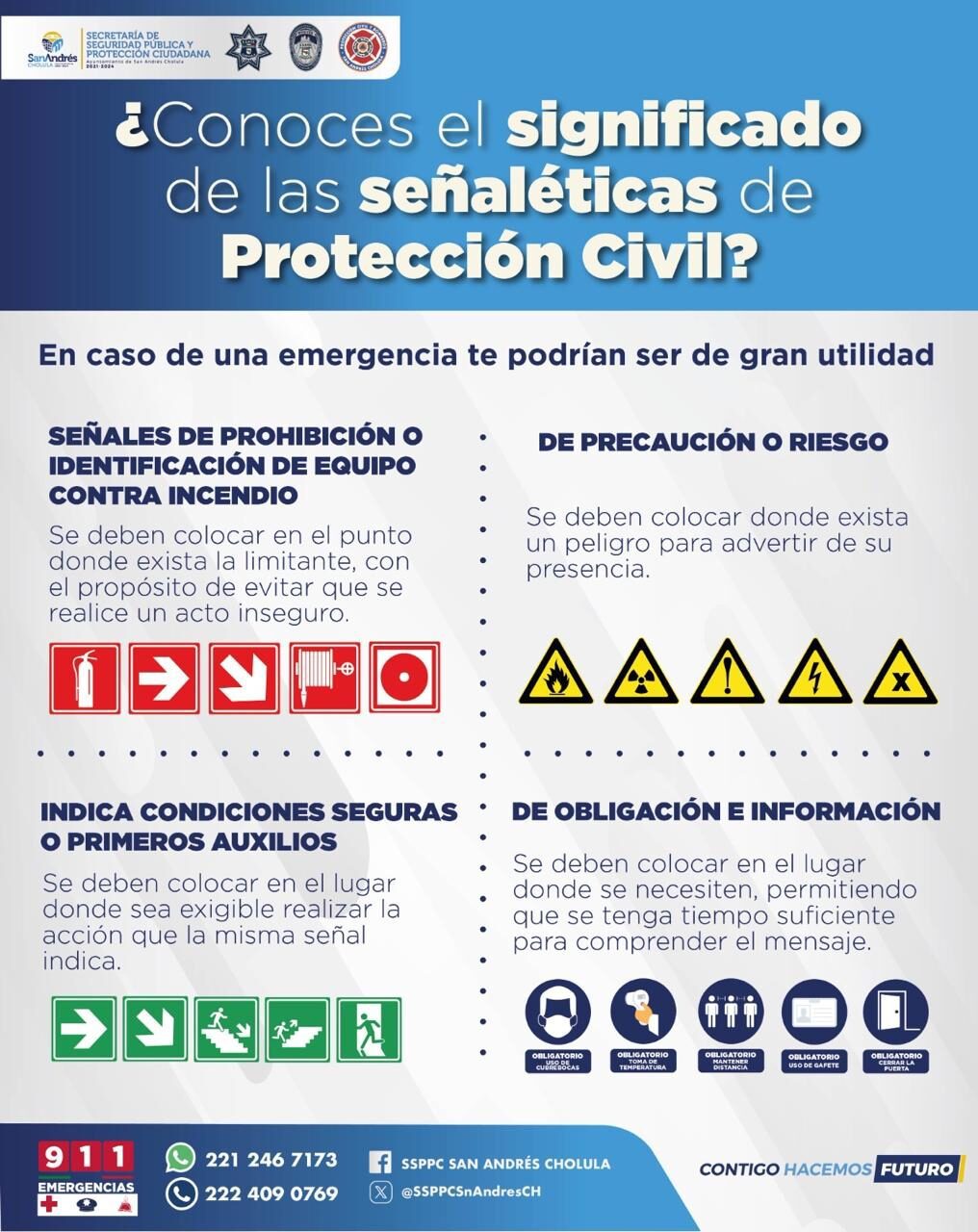  Promueve Gobierno de San Andrés Cholula señalamientos en materia de protección civil