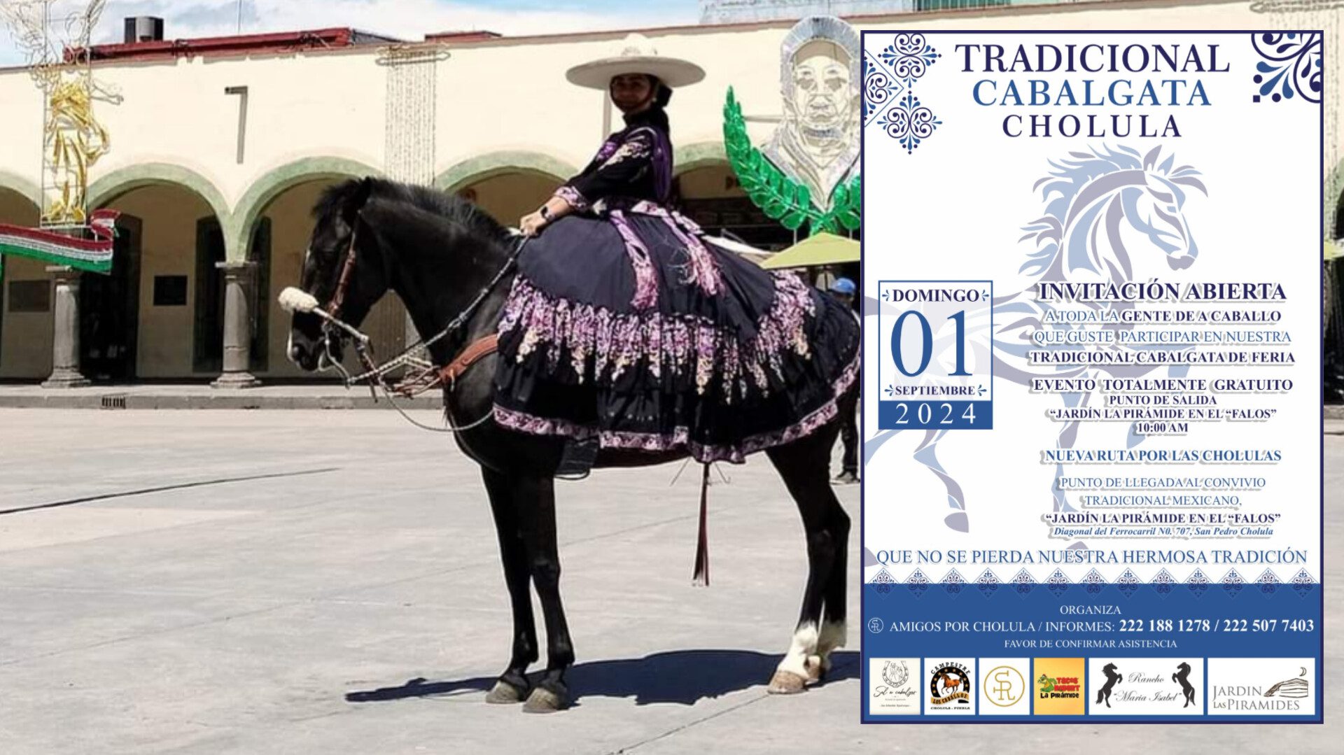  Promotores de la Charrería participarán en la Tradicional Cabalgata de Feria de San Pedro Cholula