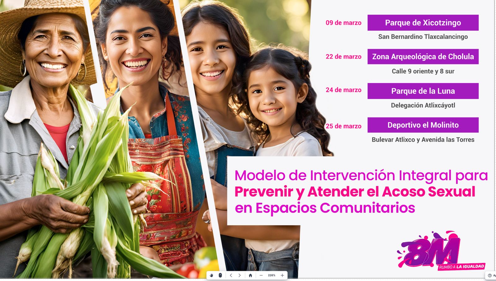  Presenta Lupita Cuautle agenda conmemorativa por el 8M en San Andrés Cholula