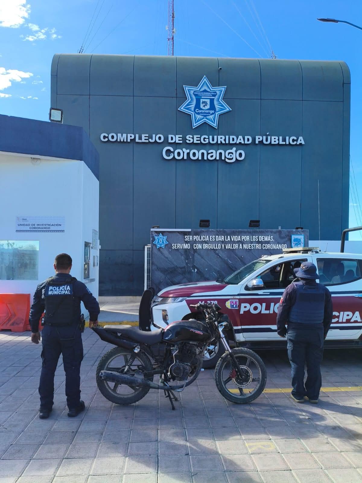 Policía Municipal de Coronango logró la recuperación de una motocicleta en San Antonio Mihuacán