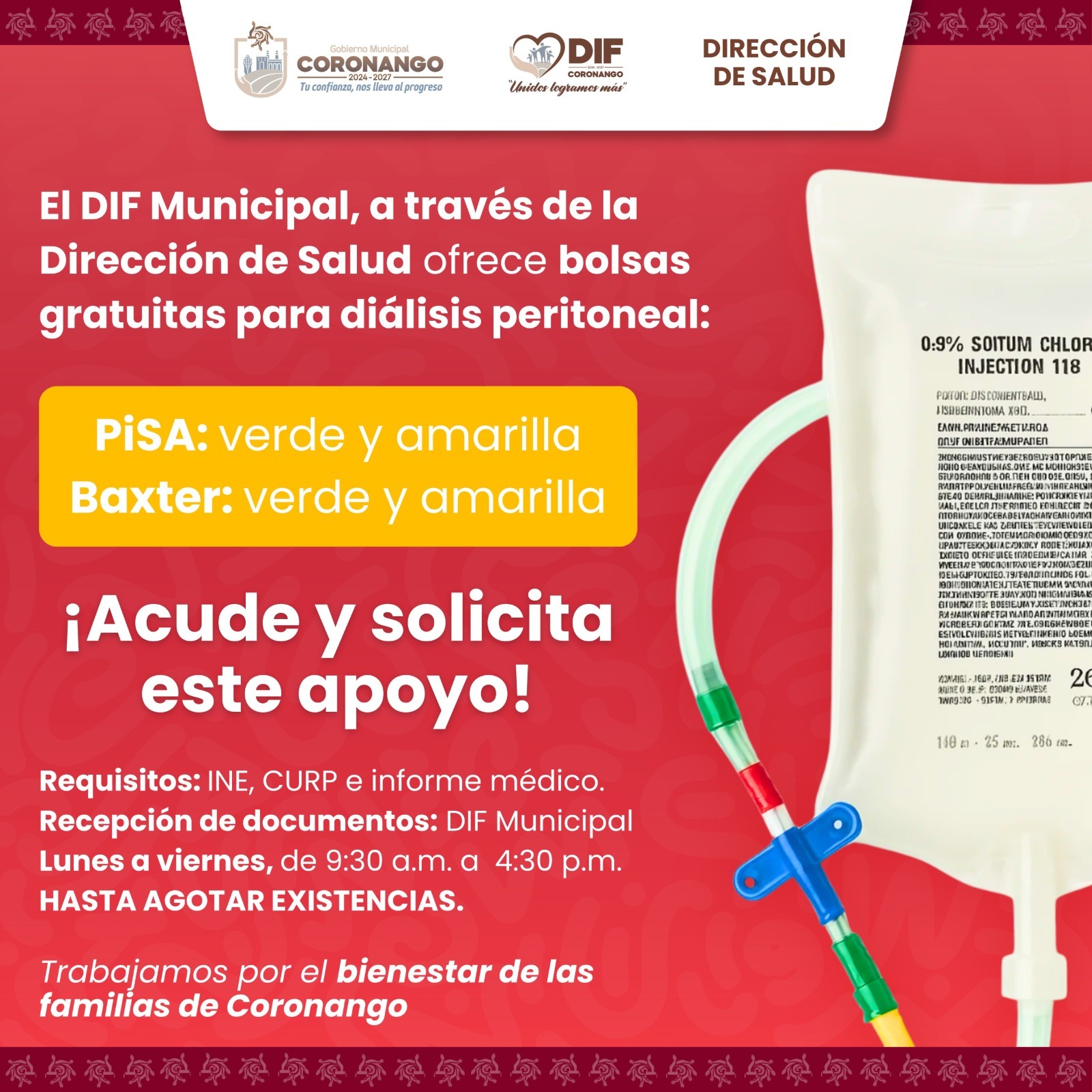 Acerca DIF de Coronango apoyos para pacientes que requieren diálisis