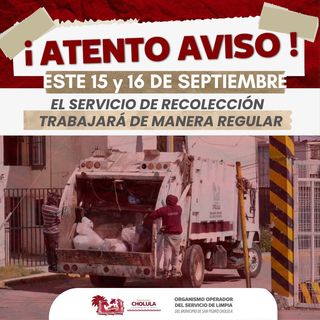  Servicio de recolección trabajará de manera regular  en San Pedro Cholula